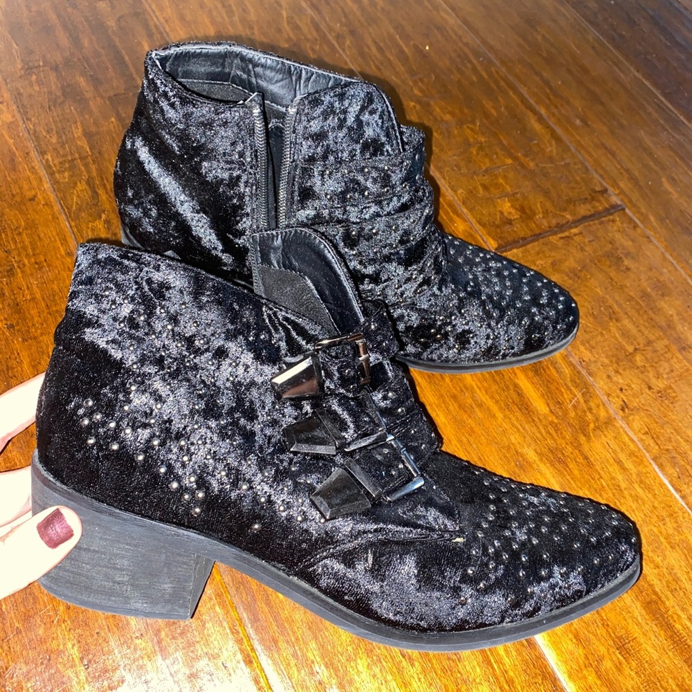 Black Velvet Ankle Boots